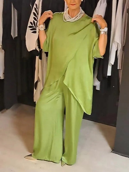 Solid Color Round Neck Casual Fashion Irregular Suit